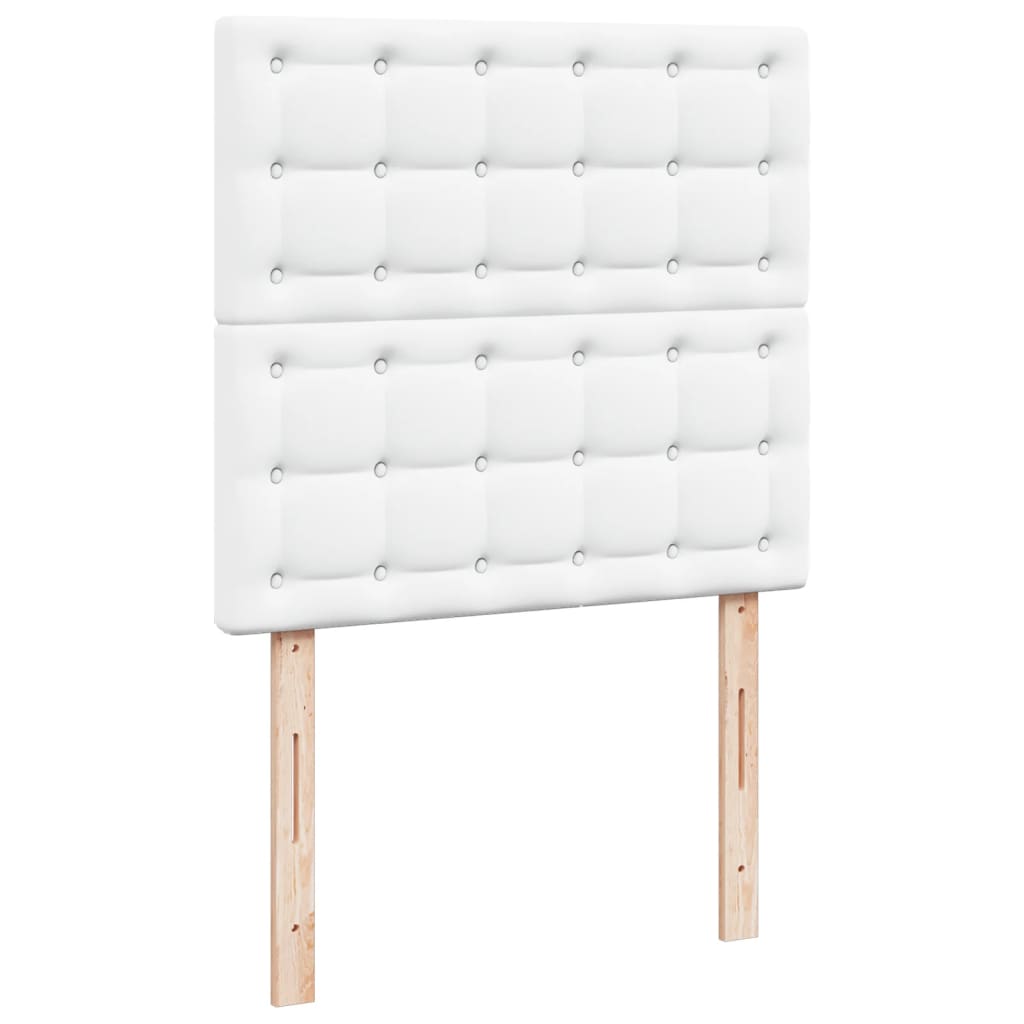 Pat box spring cu saltea, alb, 90x200 cm, piele ecologică