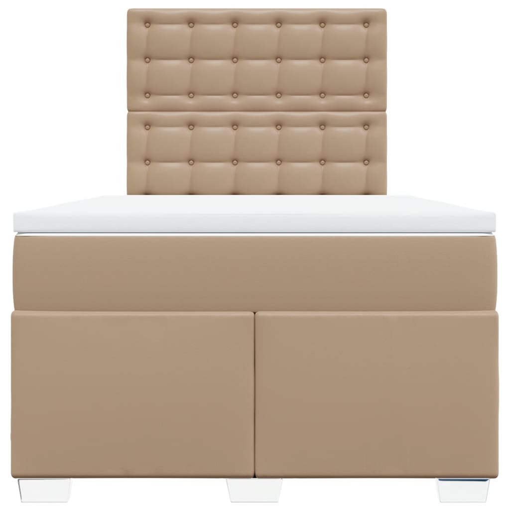 Pat box spring cu saltea, cappuccino, 120x190cm piele ecologică
