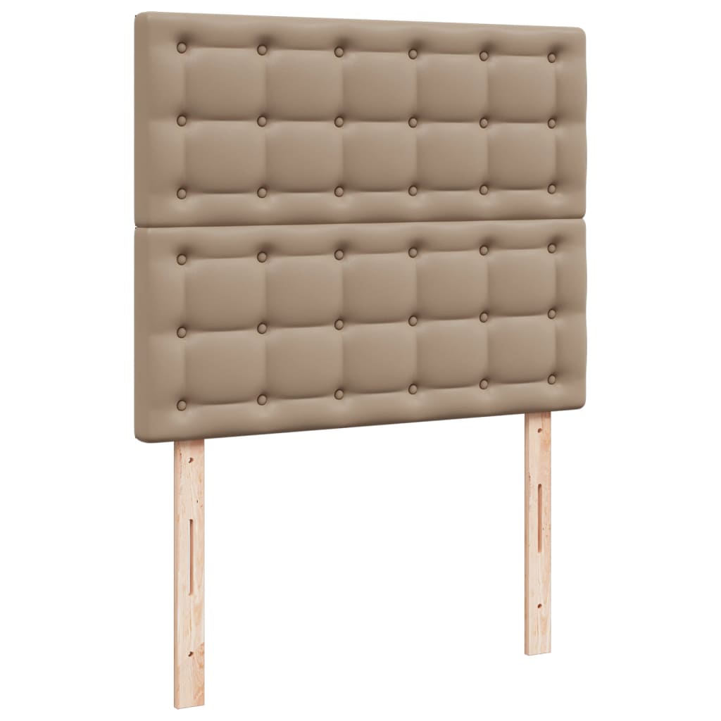 Pat box spring cu saltea, cappuccino, 120x190cm piele ecologică