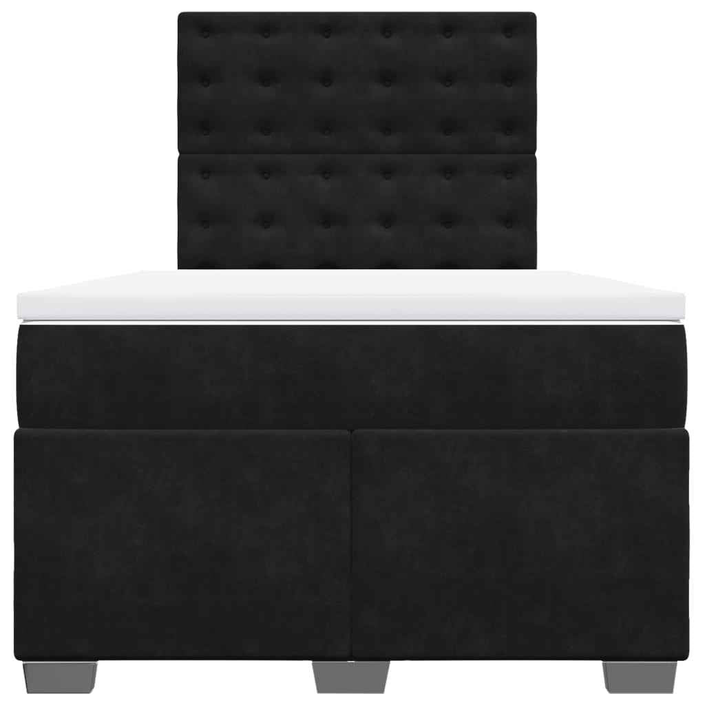 Pat box spring cu saltea, negru, 120x200 cm, catifea