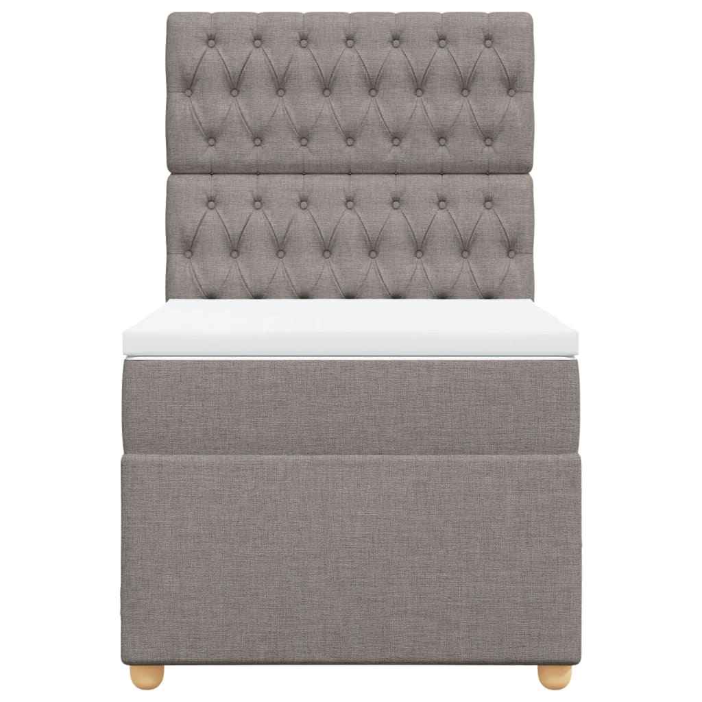 Pat box spring cu saltea, gri taupe, 90x200 cm, textil