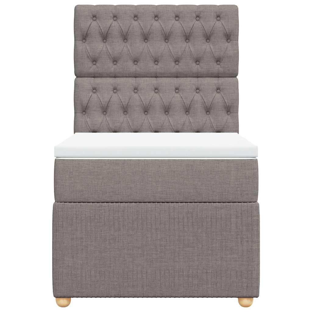 Pat box spring cu saltea, gri taupe, 90x200 cm, textil