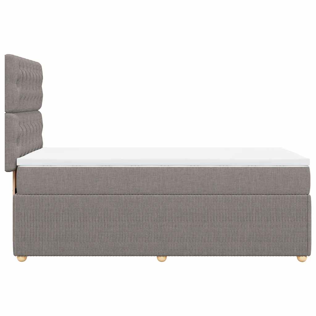 Pat box spring cu saltea, gri taupe, 90x200 cm, textil
