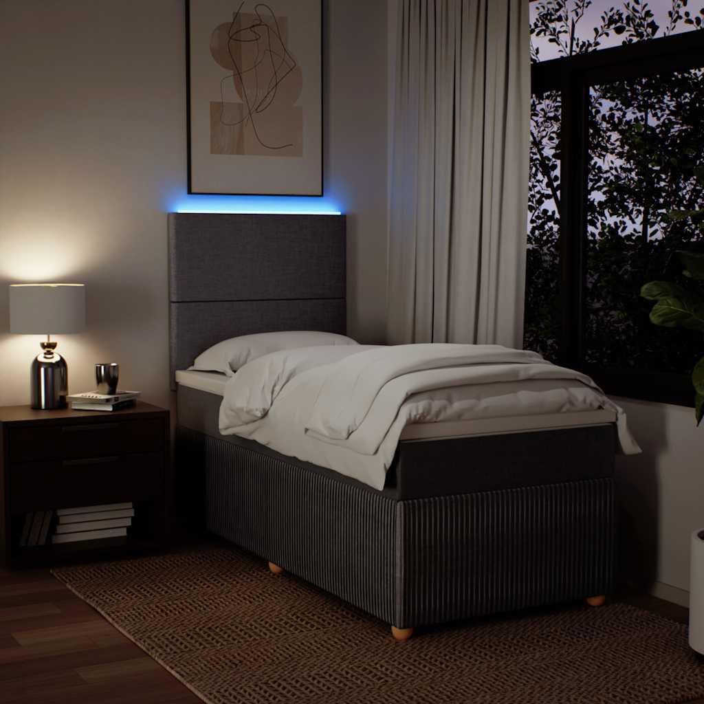 Pat box spring cu saltea, gri taupe, 100x200 cm, textil