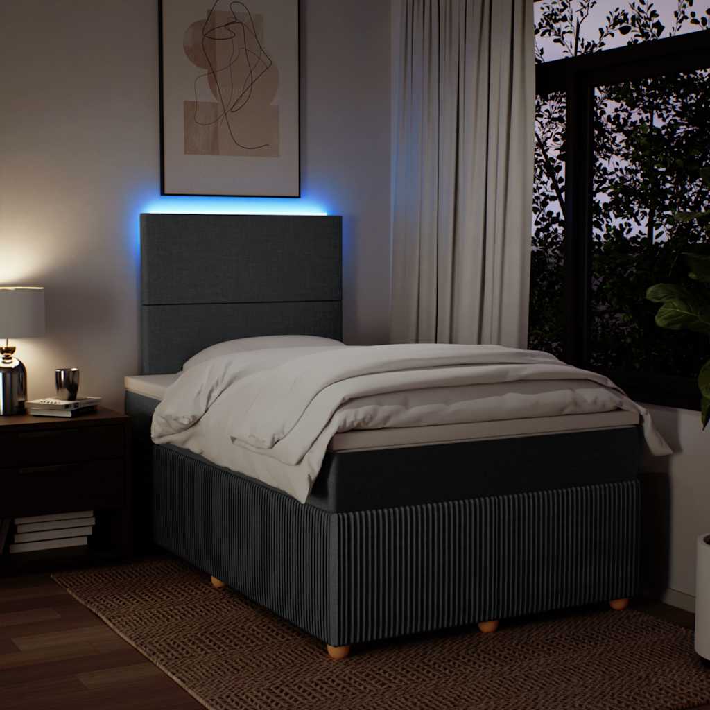 Pat box spring cu saltea, gri închis, 120x190 cm, textil