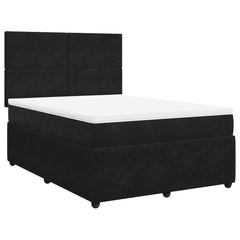 Pat box spring cu saltea, negru, 140x200 cm, catifea