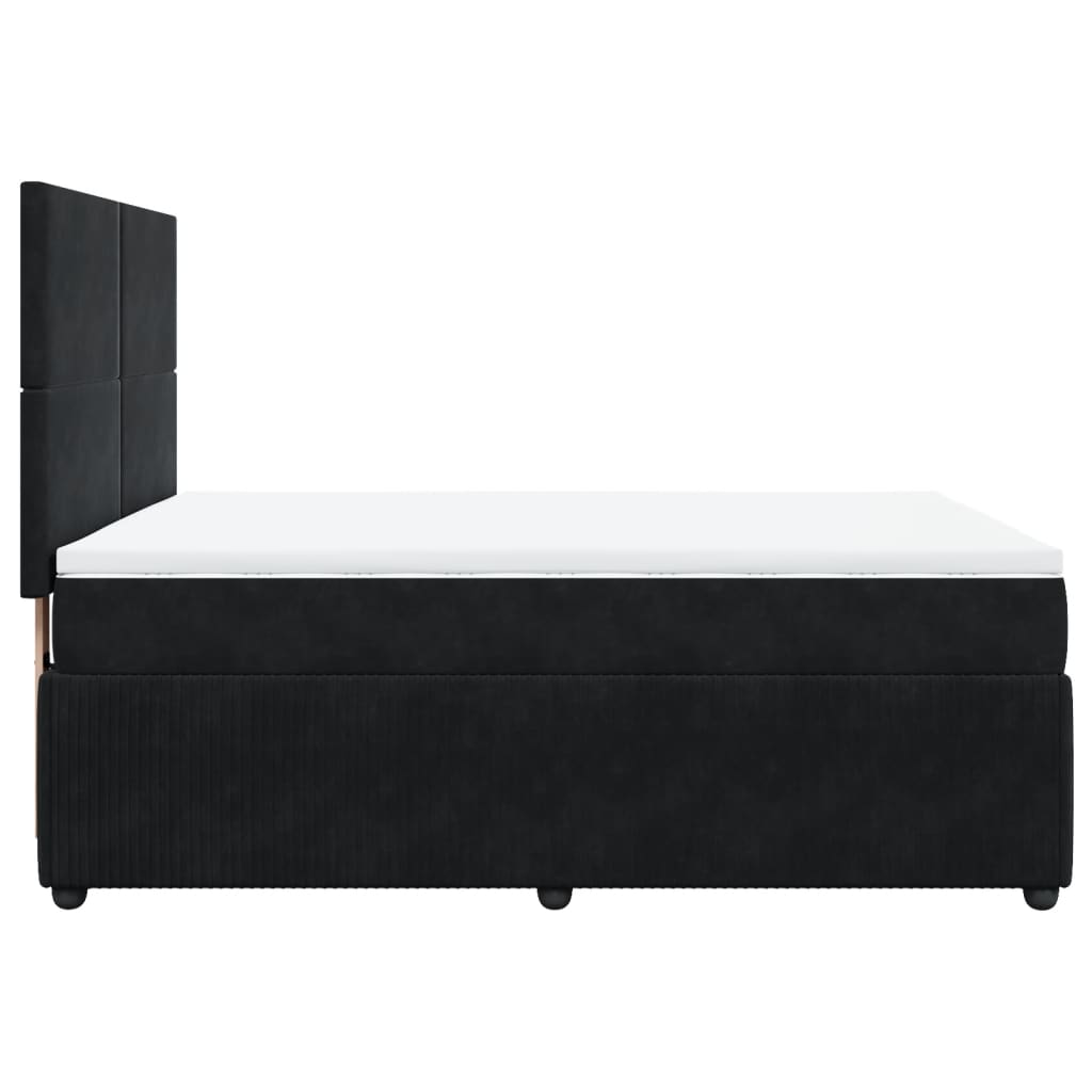 Pat box spring cu saltea, negru, 140x200 cm, catifea