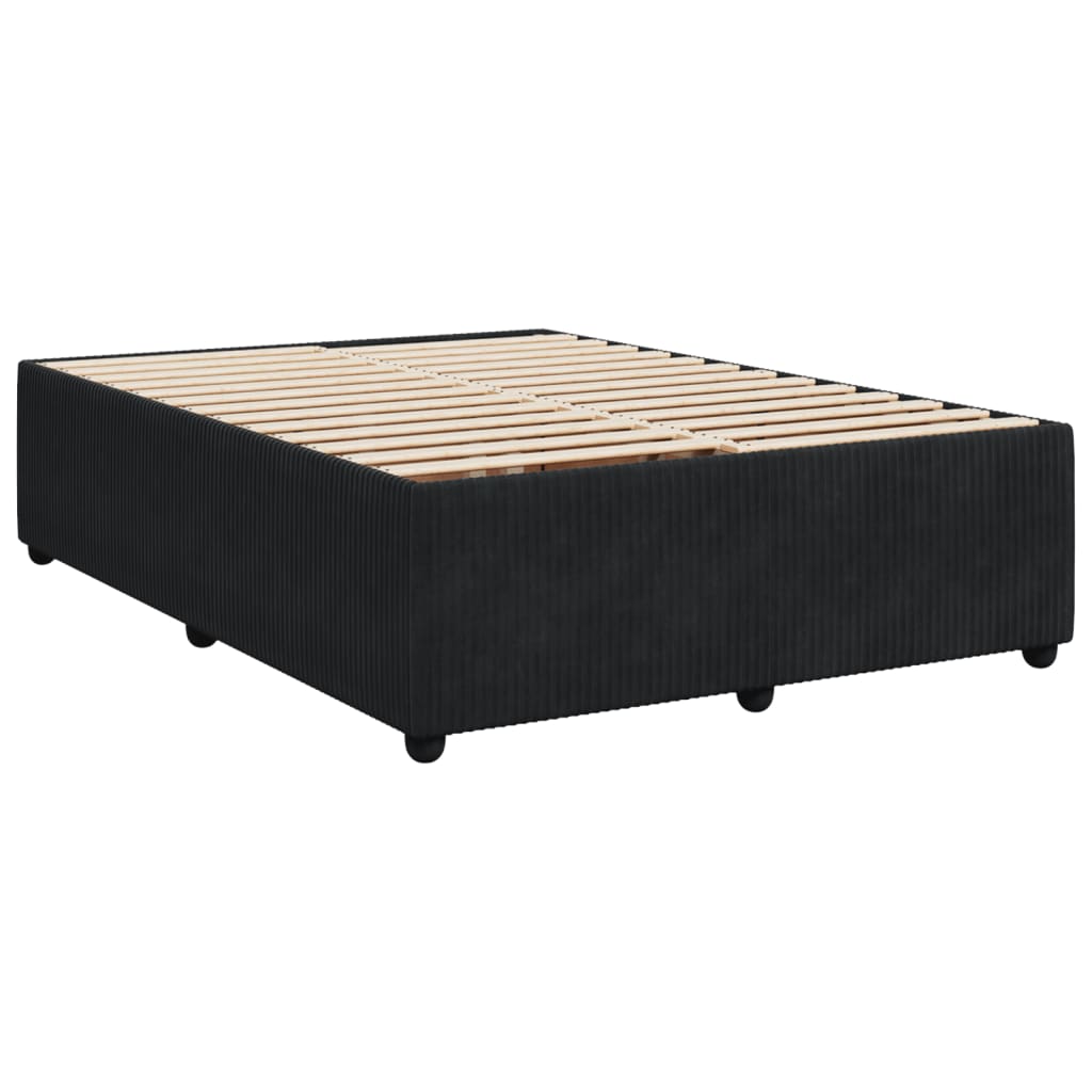 Pat box spring cu saltea, negru, 140x200 cm, catifea