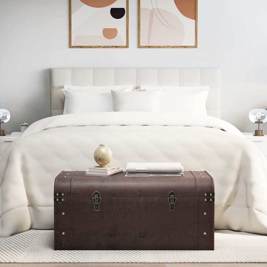 Cufăr de comori cu zăvoare maro închis 90x50x39,5 cm placaj