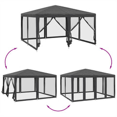 Cort de petrecere cu 8 pereți din plasă, antracit, 4x4 m, HDPE