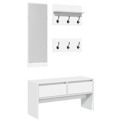 Set de mobilier pentru hol, 4 piese, alb, lemn prelucrat