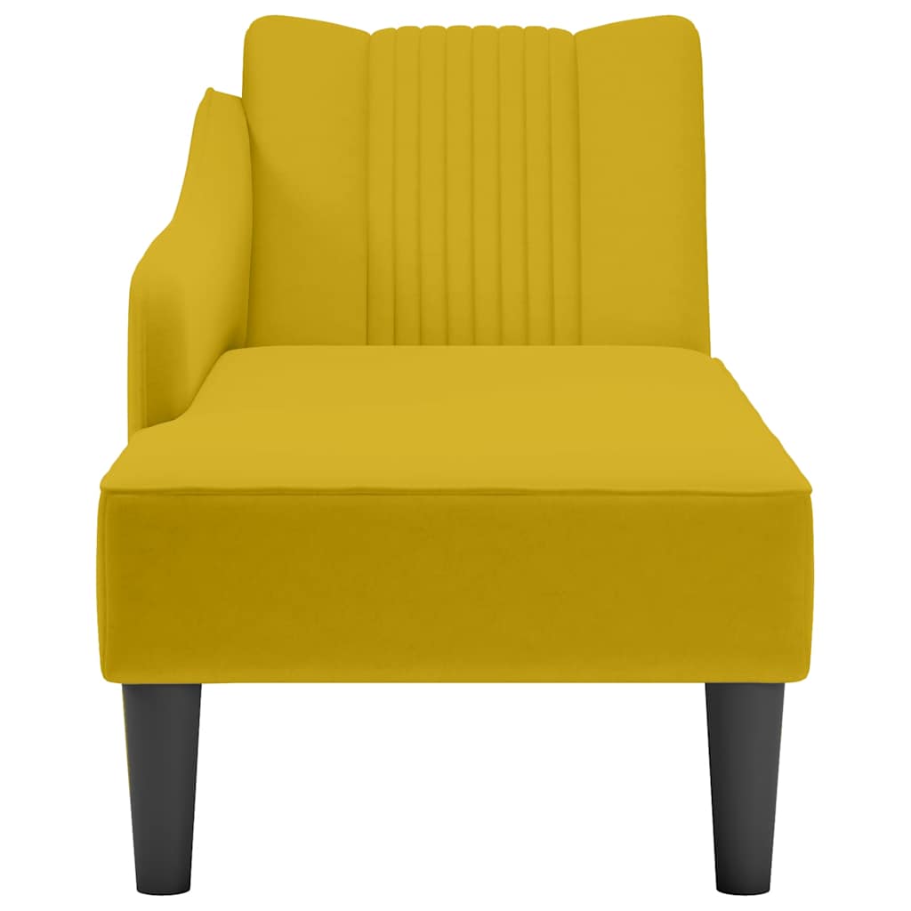 Sezlong cu cotiera dreapta catifea galbena