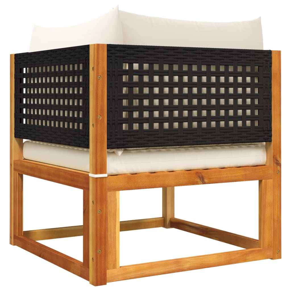 Set canapele de grădină cu 5 piese și perne din lemn de salcâm și ratan