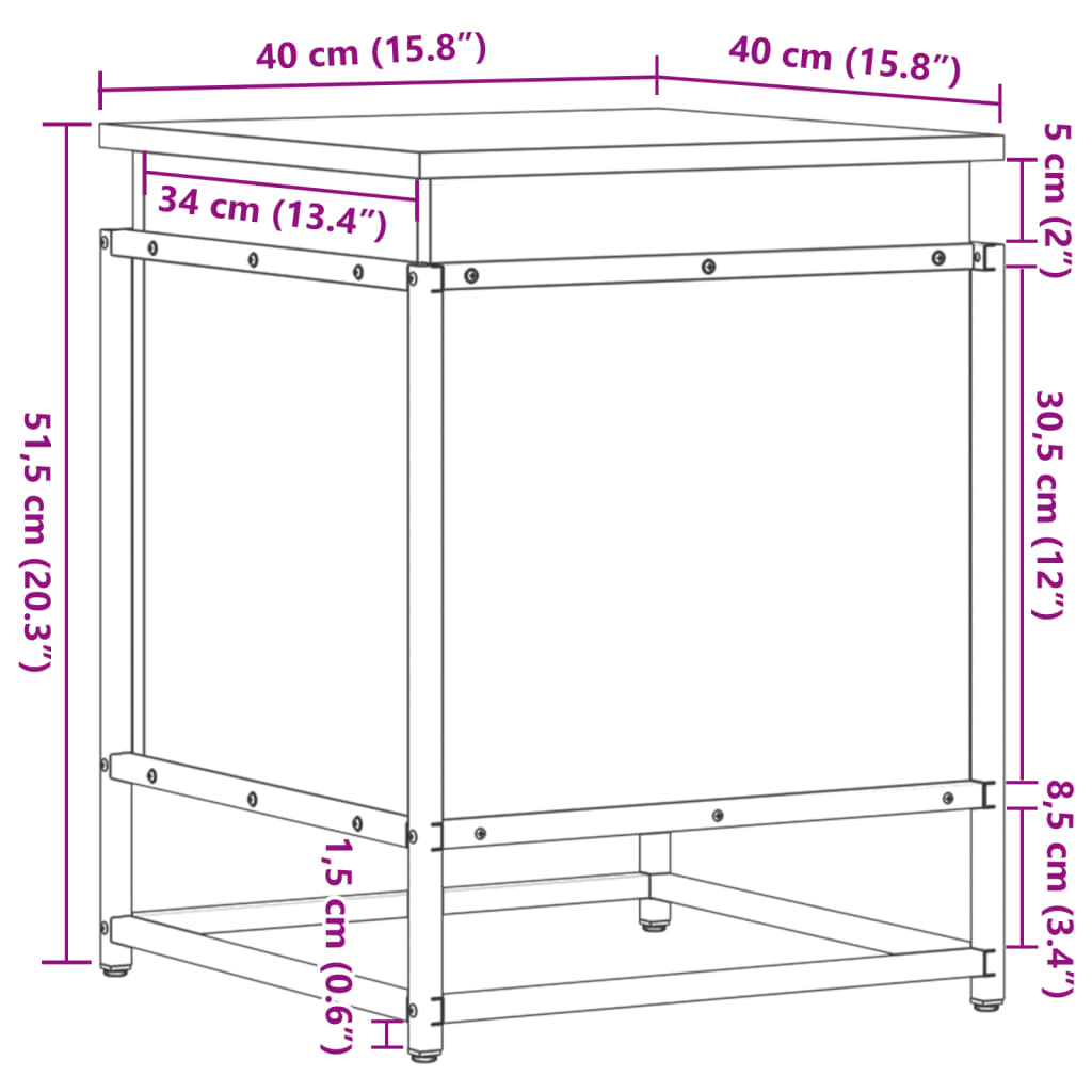 Cutie de depozitare cu capac negru 40x40x51,5 cm lemn prelucrat