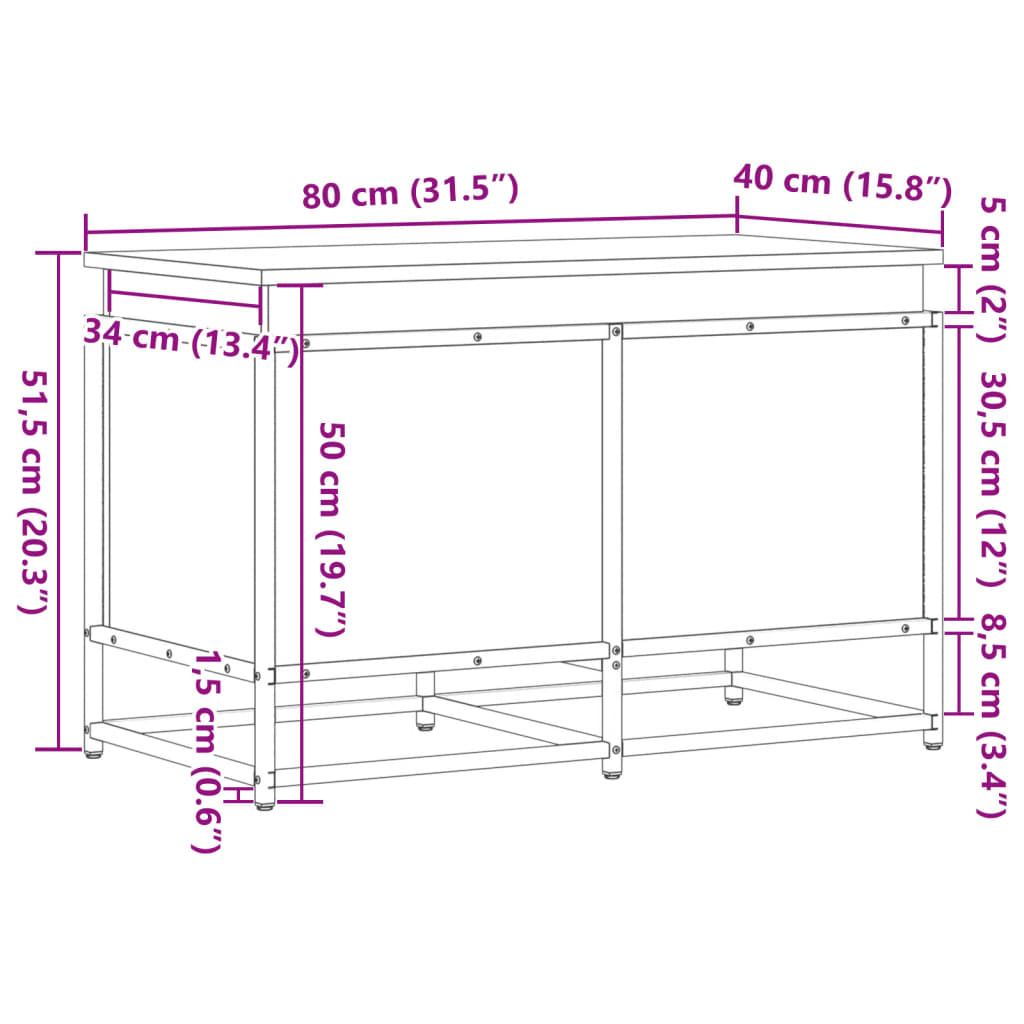 Cutie depozitare stejar sonoma 80x40x51,5 cm lemn prelucrat