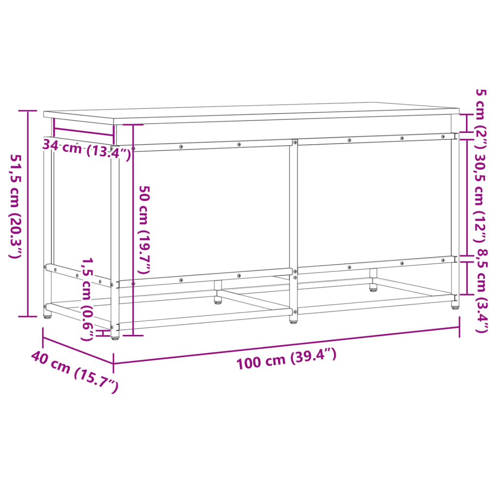 Cutie depozitare cu capac negru 100x40x51,5 cm lemn prelucrat