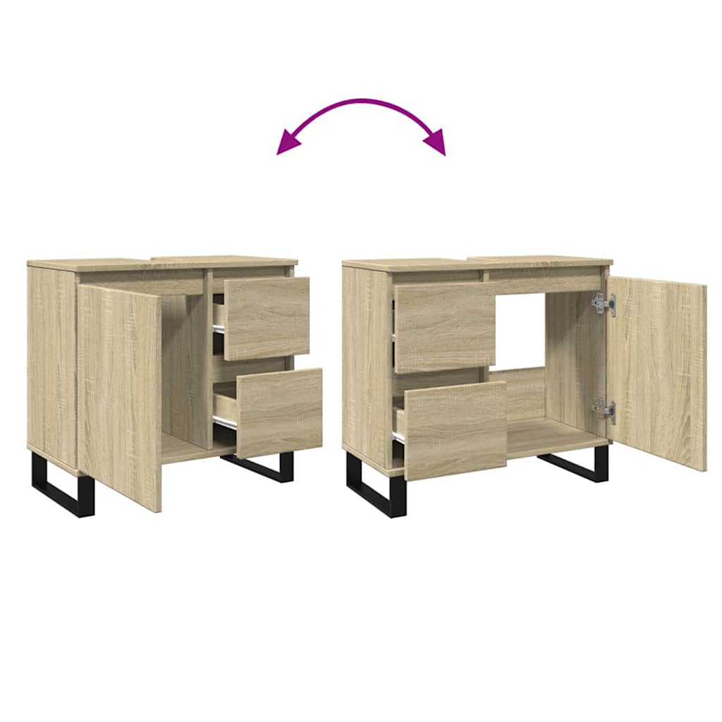 Dulap de baie, stejar sonoma, 65x33x60 cm, lemn prelucrat