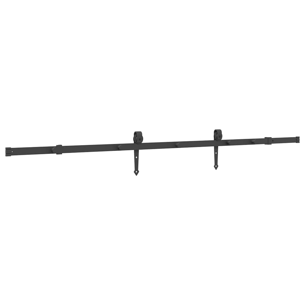 Set feronerie pentru uși glisante, negru, 213,5 cm, oțel