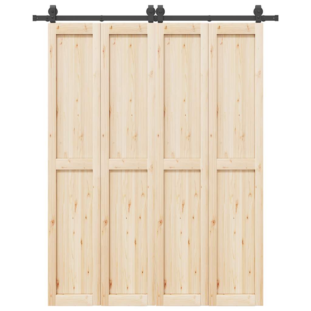 Set feronerie pentru ușă glisantă, negru, 183 cm, oțel