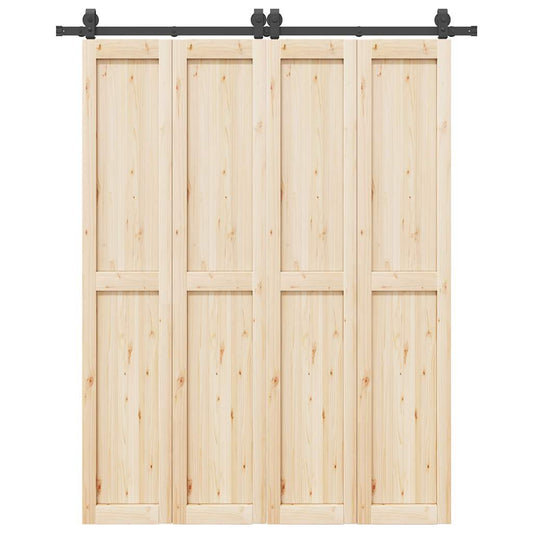 Set feronerie pentru ușă glisantă, negru, 183 cm, oțel