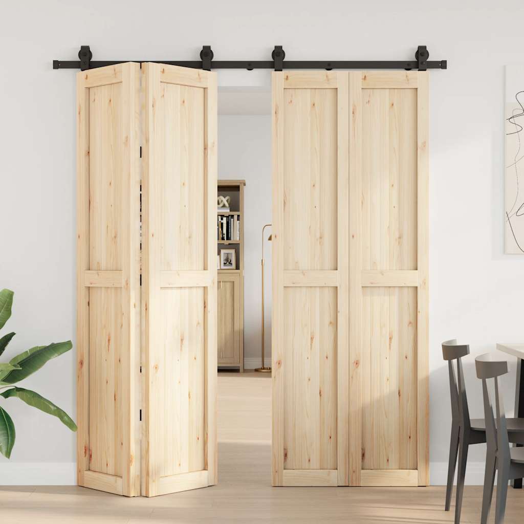 Set feronerie pentru uși glisante, negru, 200 cm, oțel