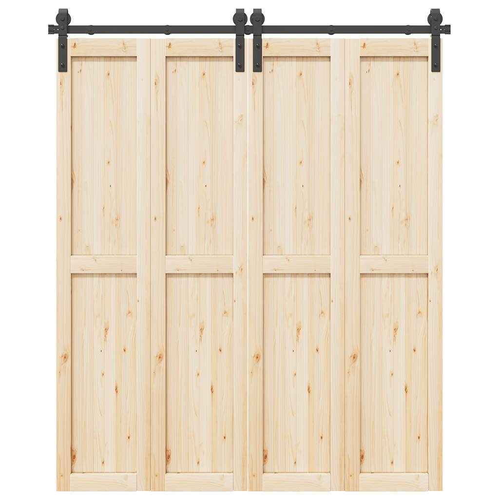 Set feronerie pentru ușă glisantă, negru, 183 cm, oțel