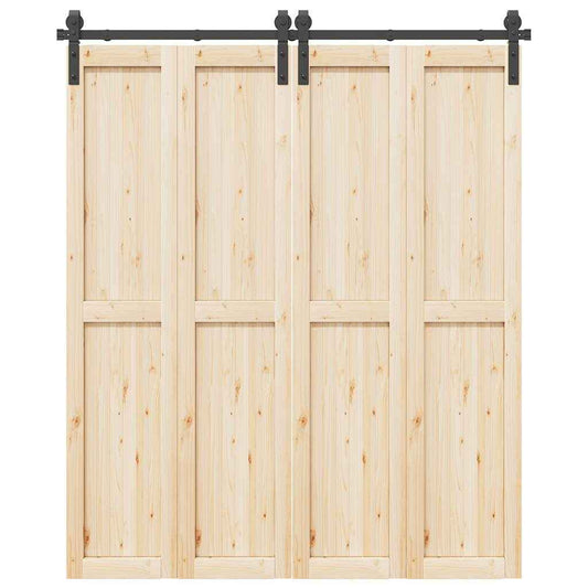 Set feronerie pentru ușă glisantă, negru, 183 cm, oțel