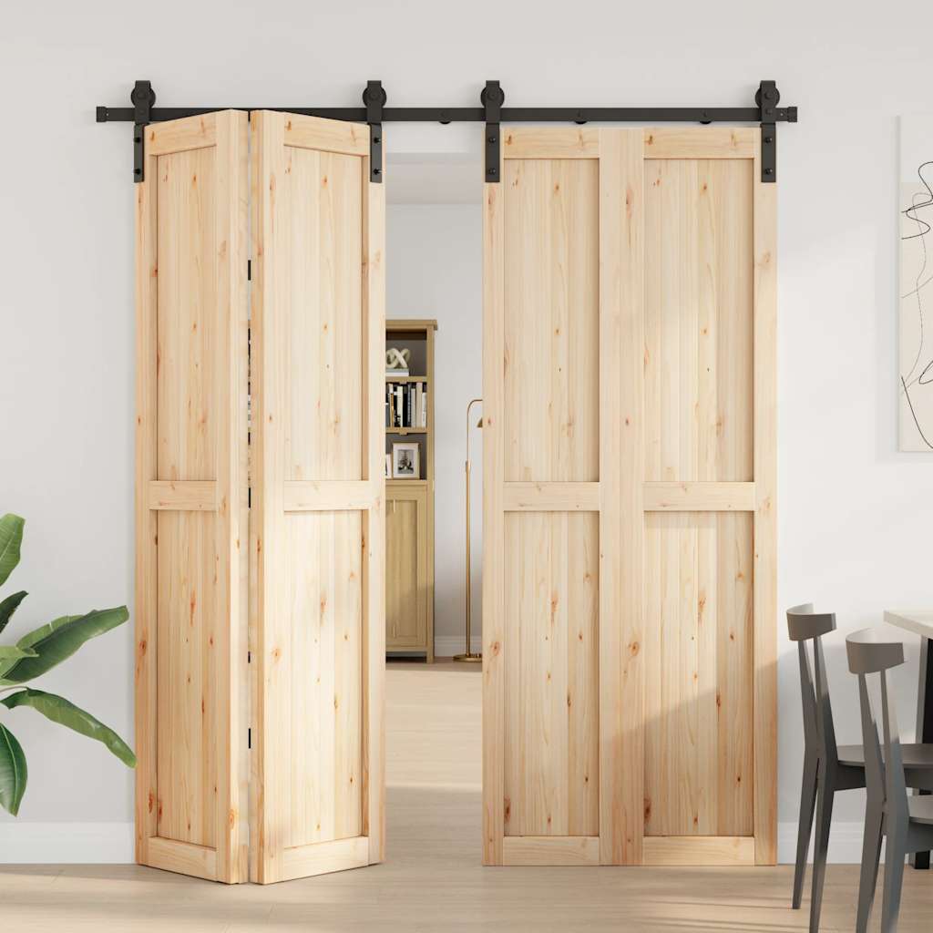 Set feronerie pentru uși glisante, negru, 200 cm, oțel