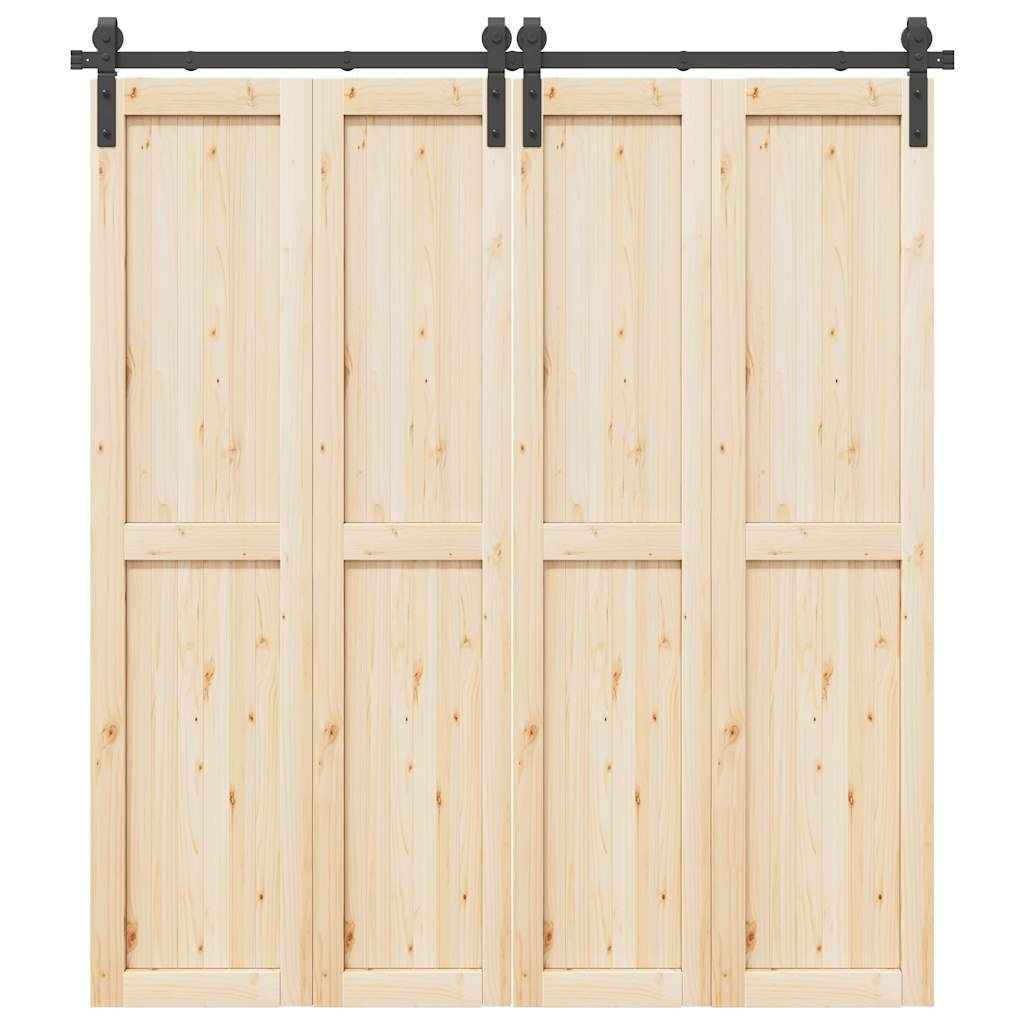 Set feronerie pentru uși glisante, negru, 200 cm, oțel