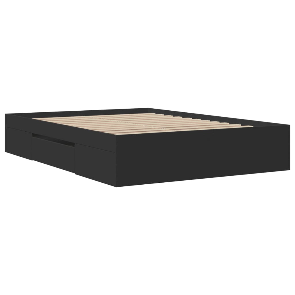 Cadru de pat, negru, 140x190 cm, lemn prelucrat