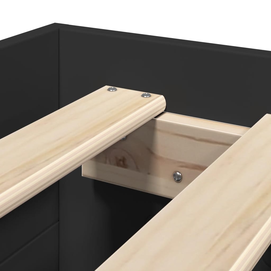 Cadru de pat, negru, 90x190 cm, lemn prelucrat