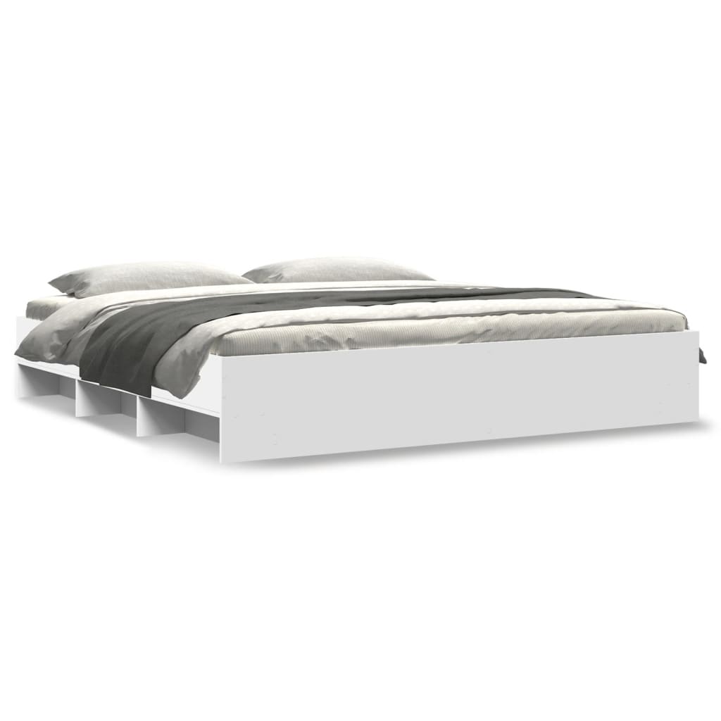 Cadru de pat, alb, 200x200 cm, lemn prelucrat