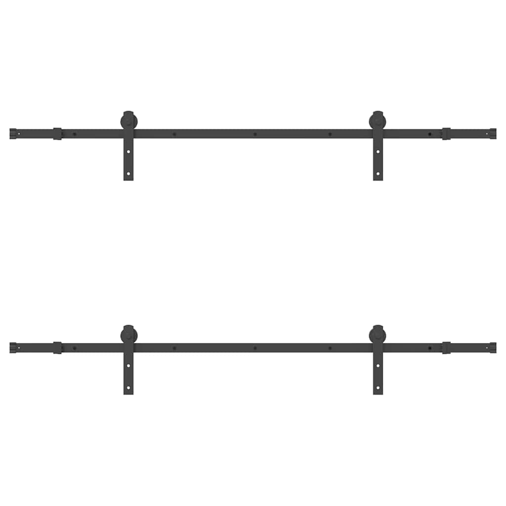 Set feronerie pentru uși glisante, negru, 200 cm, oțel