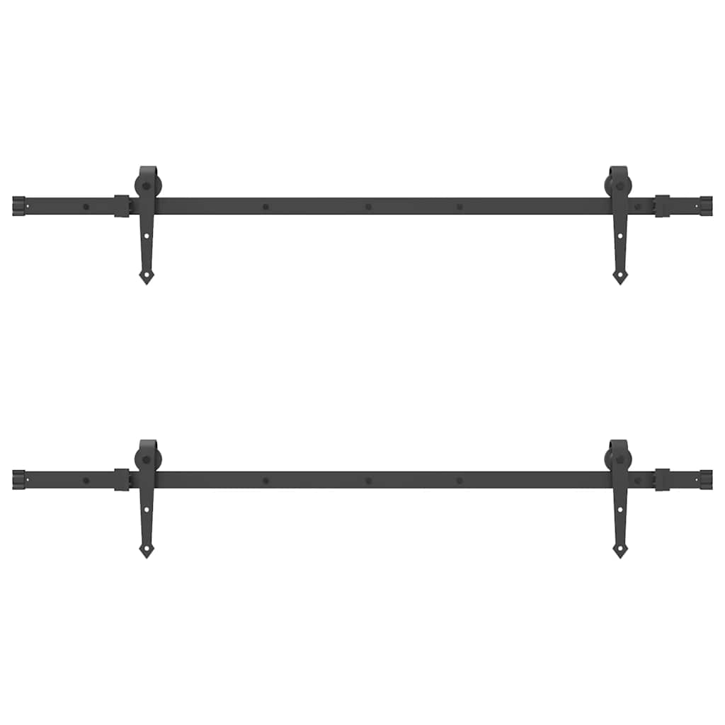 Set feronerie pentru uși glisante, negru, 152,5 cm, oțel