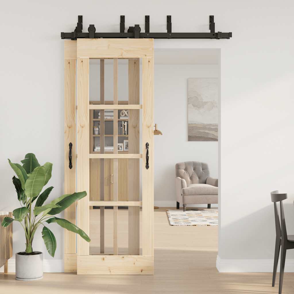 Set feronerie pentru uși glisante, negru, 152,5 cm, oțel