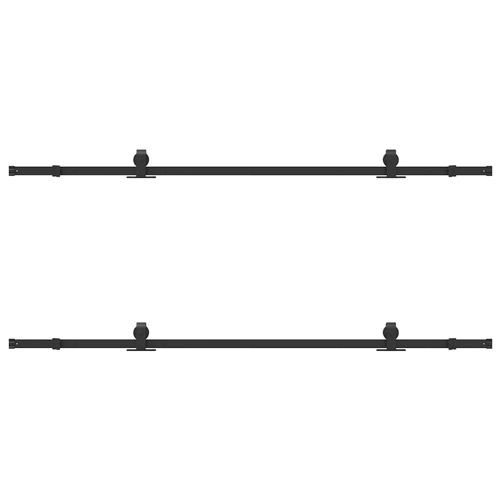 Set feronerie pentru uși glisante, negru, 213,5 cm, oțel