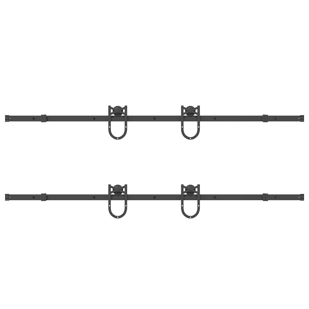 Set feronerie pentru uși glisante, negru, 200 cm, oțel