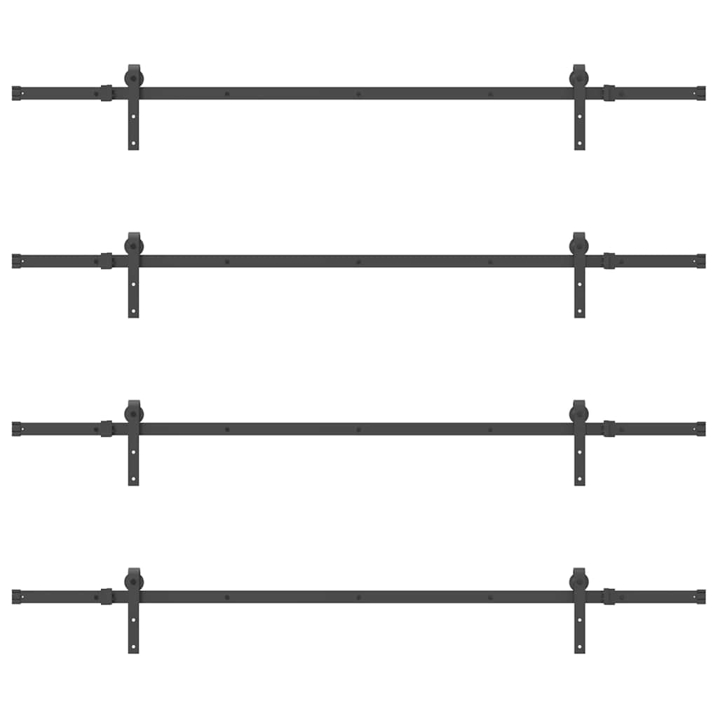 Set feronerie pentru uși glisante, negru, 427 cm, oțel