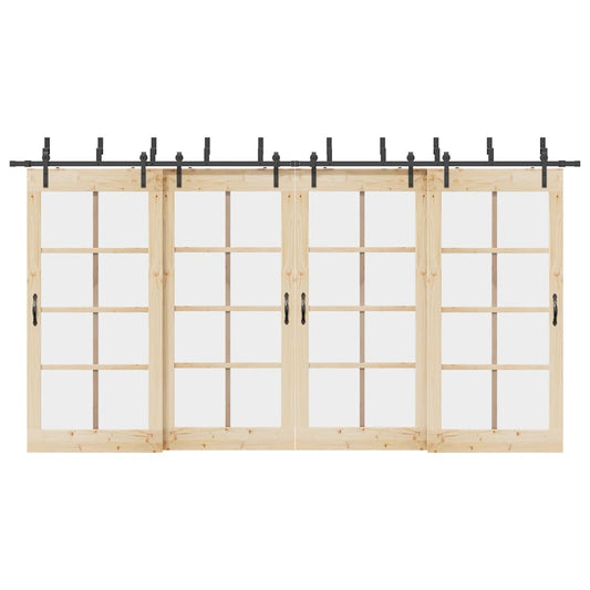 Set feronerie pentru uși glisante, negru, 427 cm, oțel