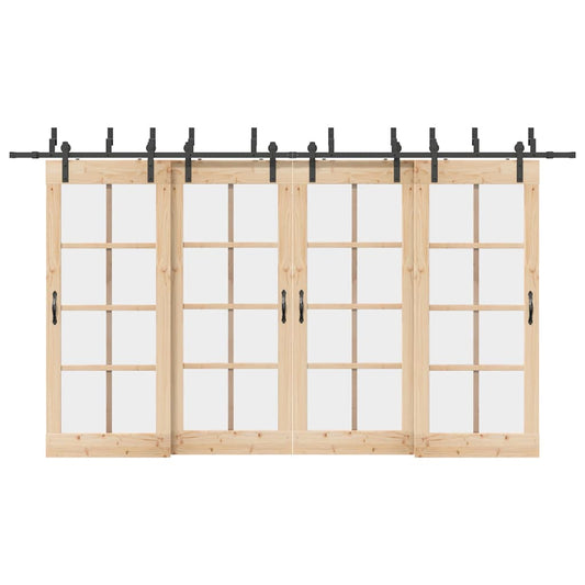 Set feronerie pentru uși glisante, negru, 400 cm, oțel