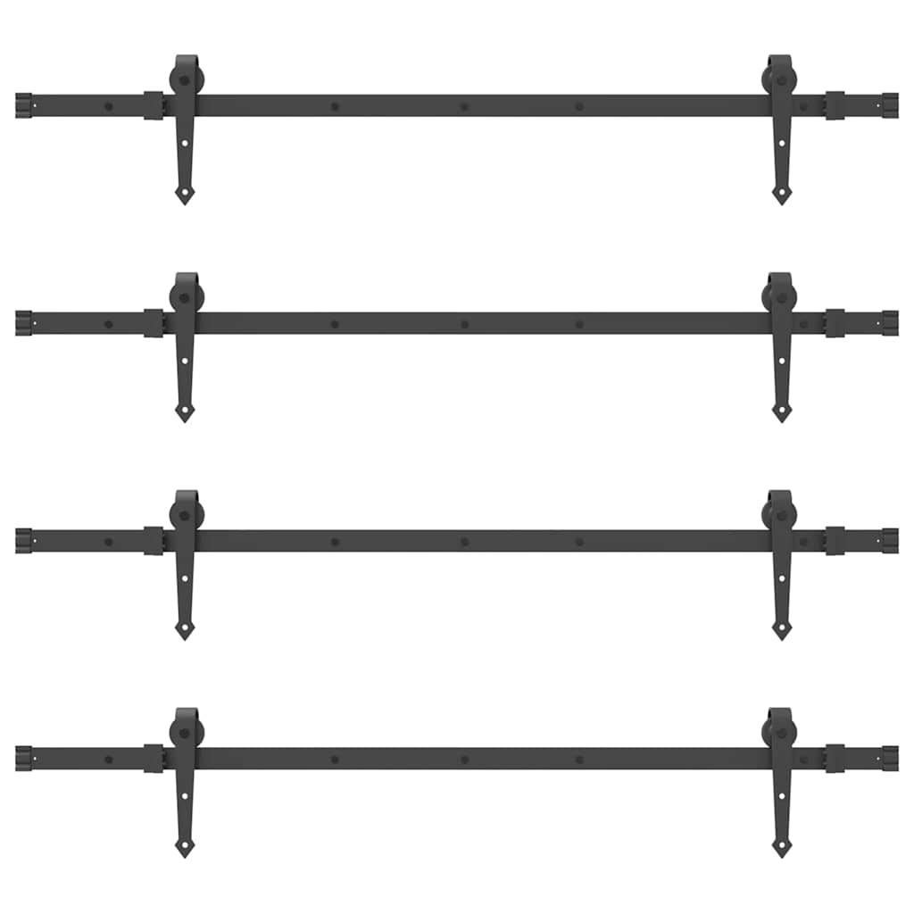 Set feronerie pentru uși glisante, negru, 305 cm, oțel