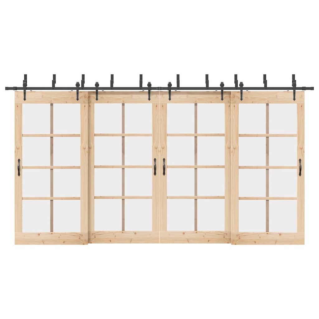 Set feronerie pentru uși glisante, negru, 427 cm, oțel