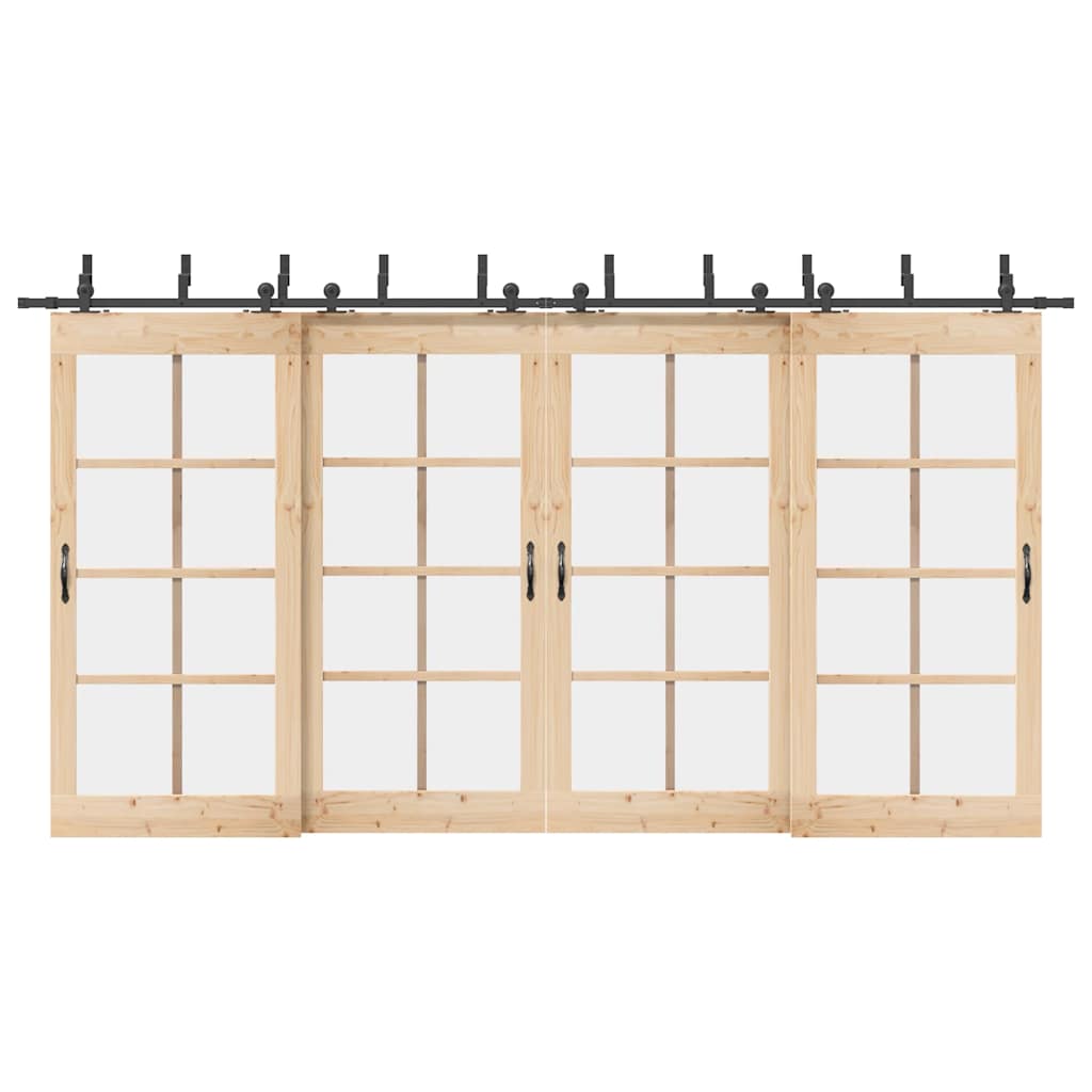 Set feronerie pentru uși glisante, negru, 427 cm, oțel