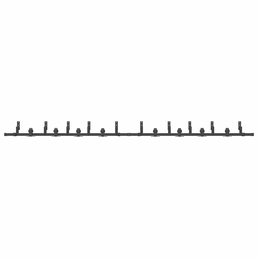 Set feronerie pentru uși glisante, negru, 366 cm, oțel