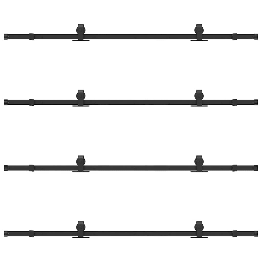 Set feronerie pentru uși glisante, negru, 400 cm, oțel