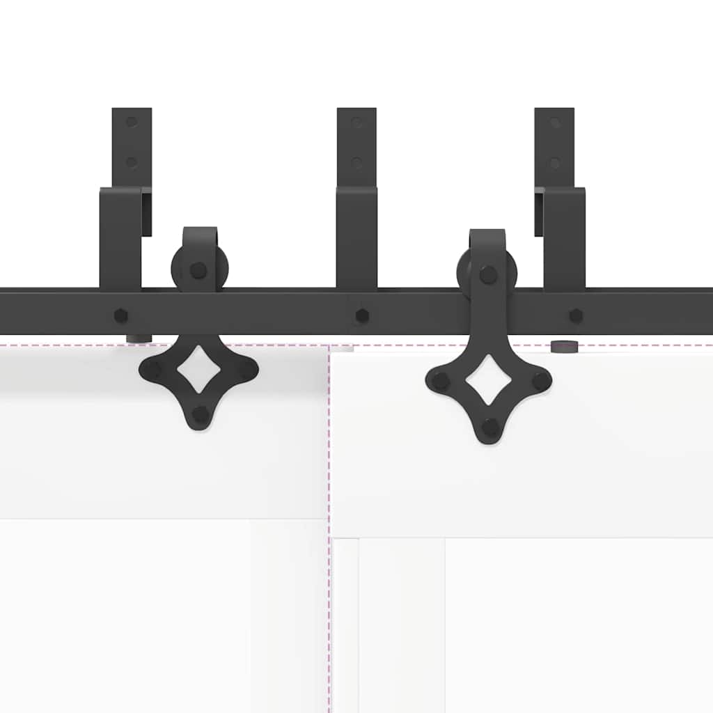 Set feronerie pentru uși glisante, negru, 305 cm, oțel