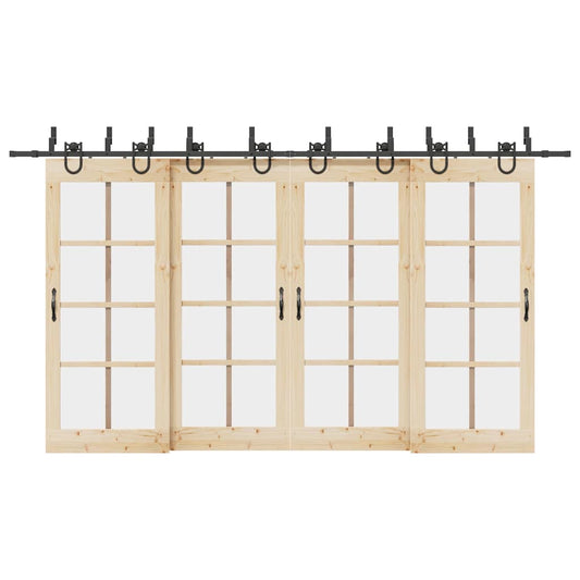 Set feronerie pentru uși glisante, negru, 400 cm, oțel