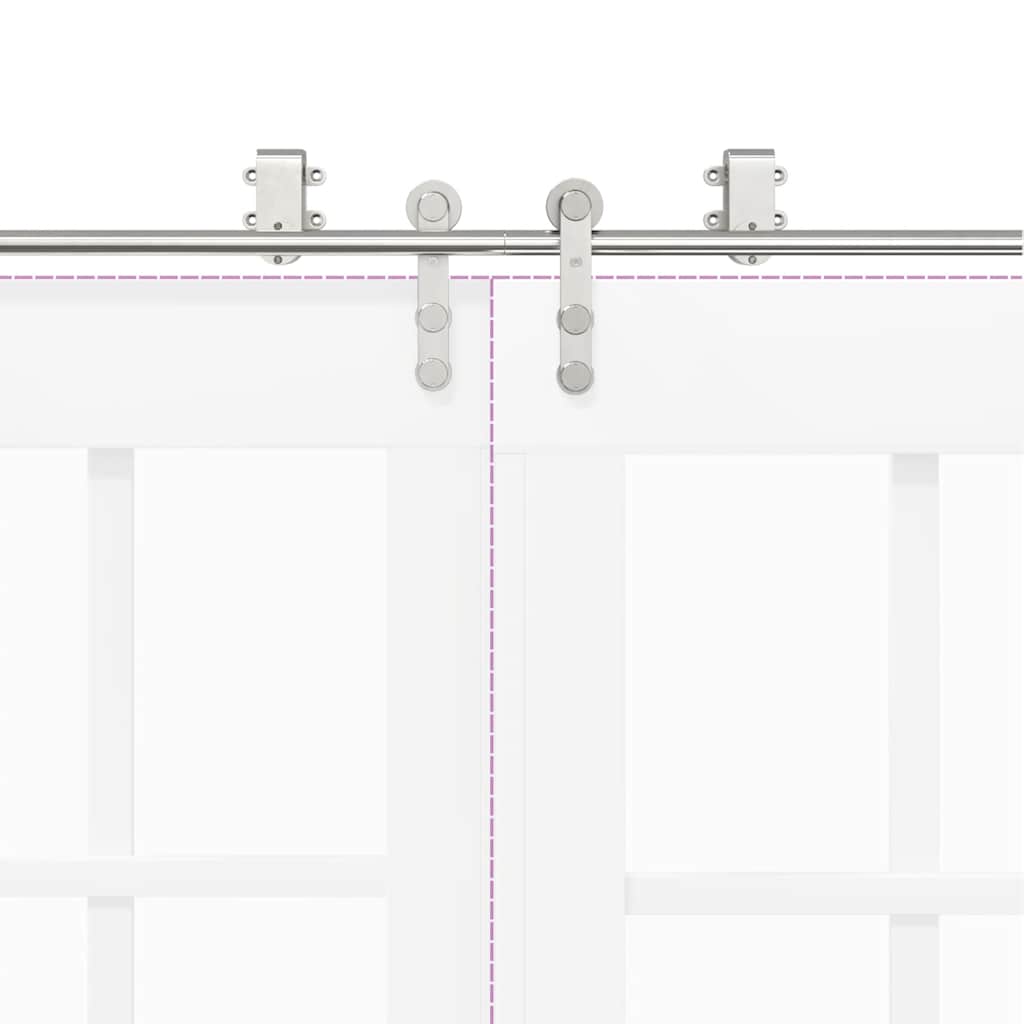 Set piese pentru ușă glisantă, argintiu, 183 cm oțel inoxidabil