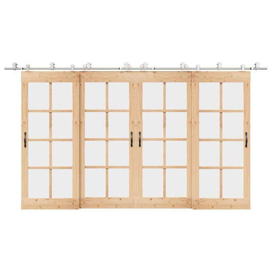 Set piese pentru ușă glisantă, argintiu, 200 cm oțel inoxidabil