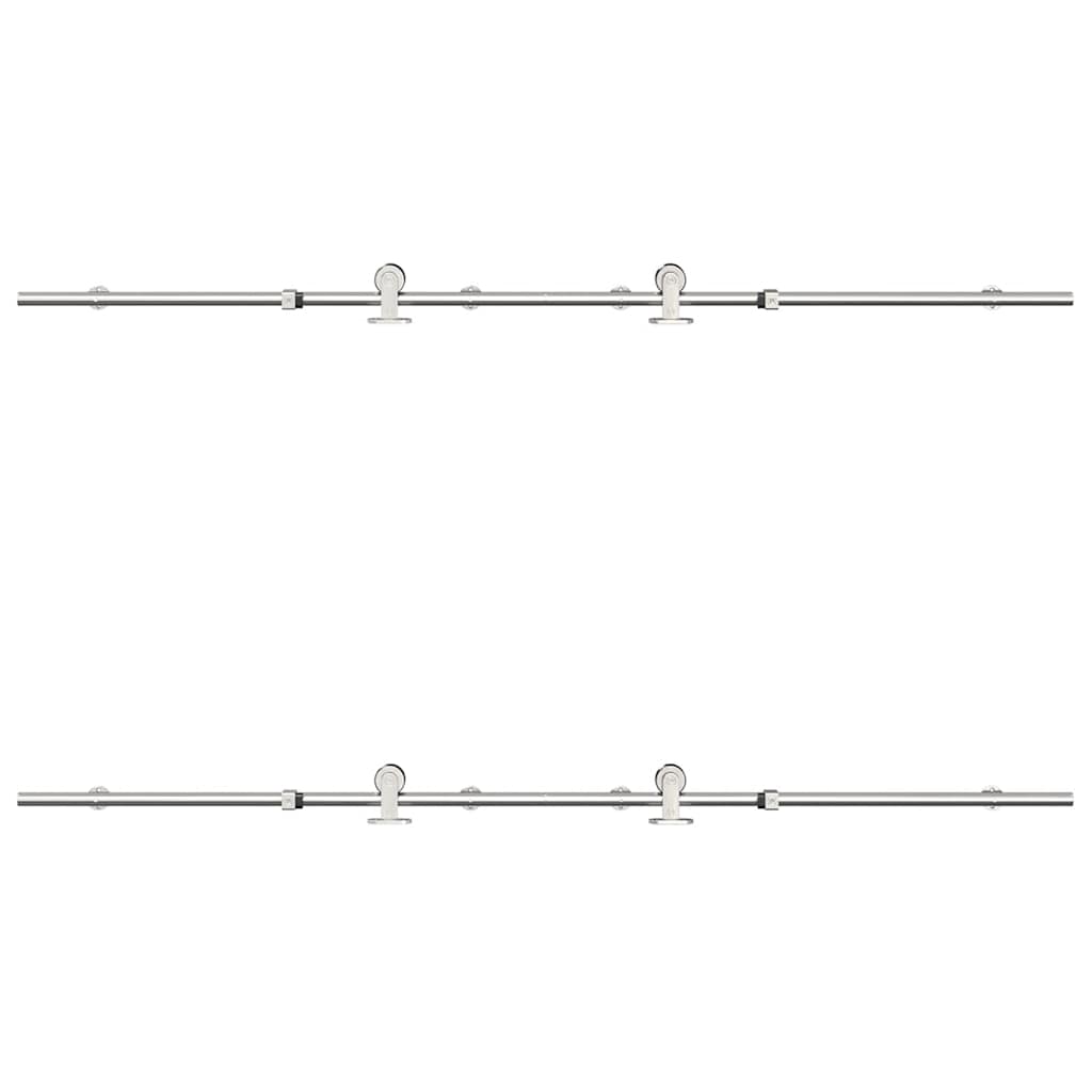 Set piese pentru ușă glisantă, argintiu, 183 cm oțel inoxidabil